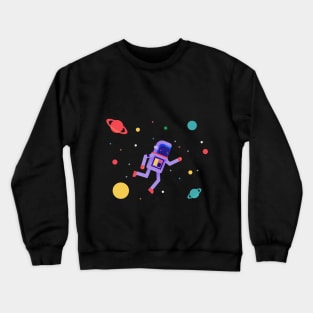 Flat Cute Astronaut Floating On The Space Crewneck Sweatshirt